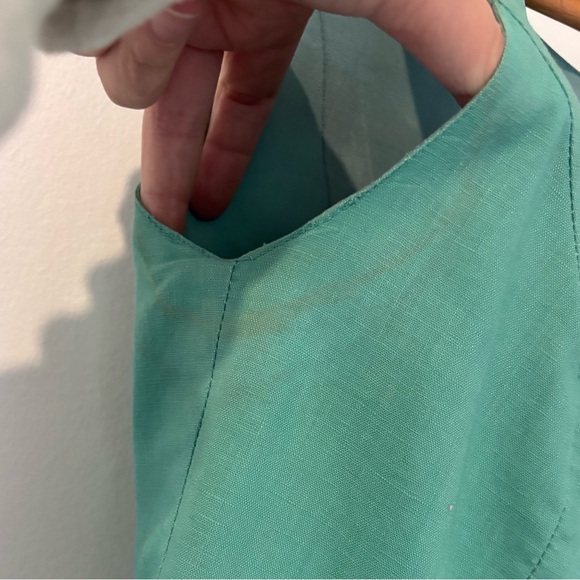 Vintage Laura Ashley Light Teal Dress Linen/Cotton Blend - Picture 5 of 7